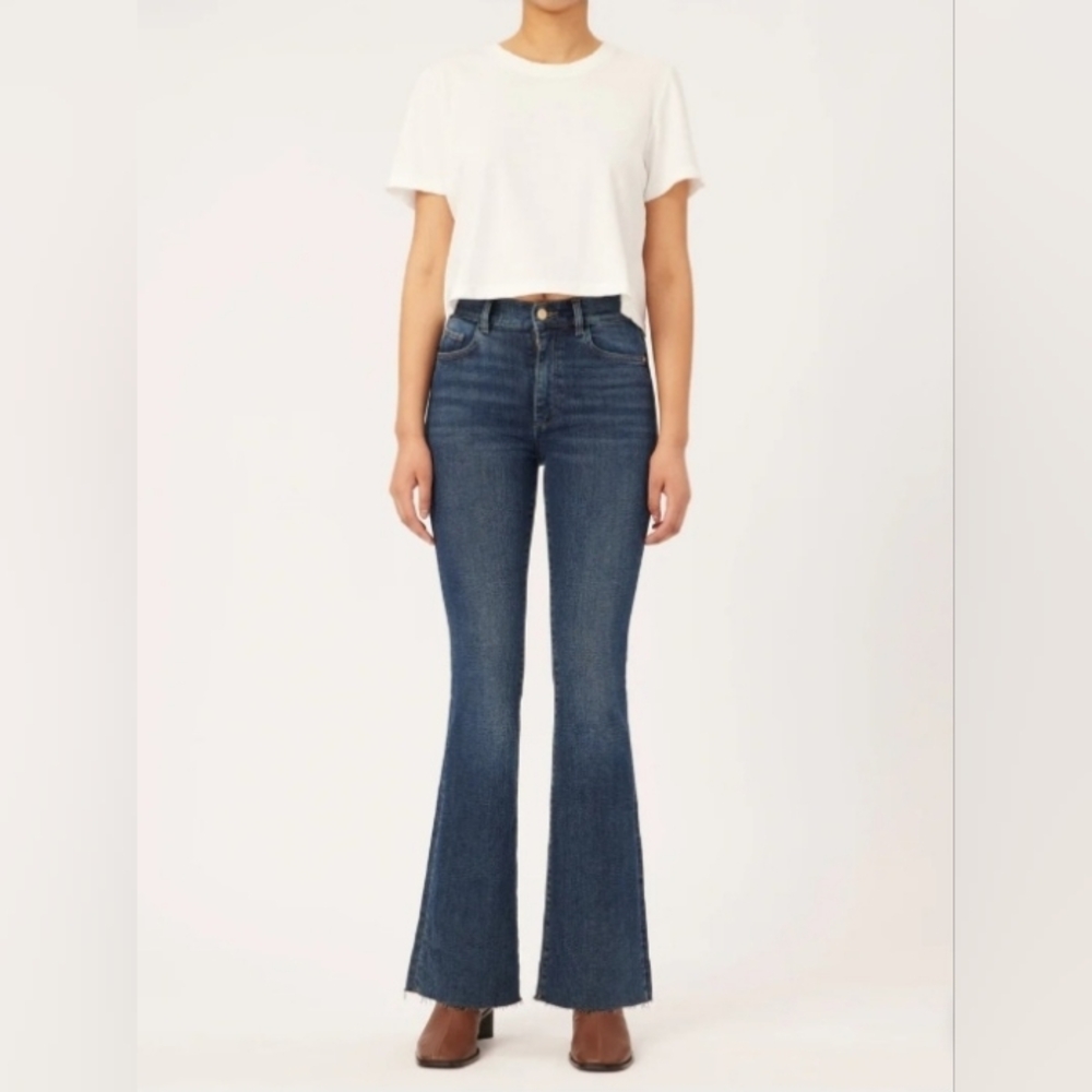 DL1961 Denim Bridget Boot Denim Jean Size 30 High Rise Crop Dark Wash Seacliff